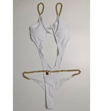 Load image into Gallery viewer, White Metal Chain One Piece swimsuit
