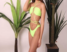 Load image into Gallery viewer, Biza Bikini is a string bikini top bikini with fitted High rise bottoms 
